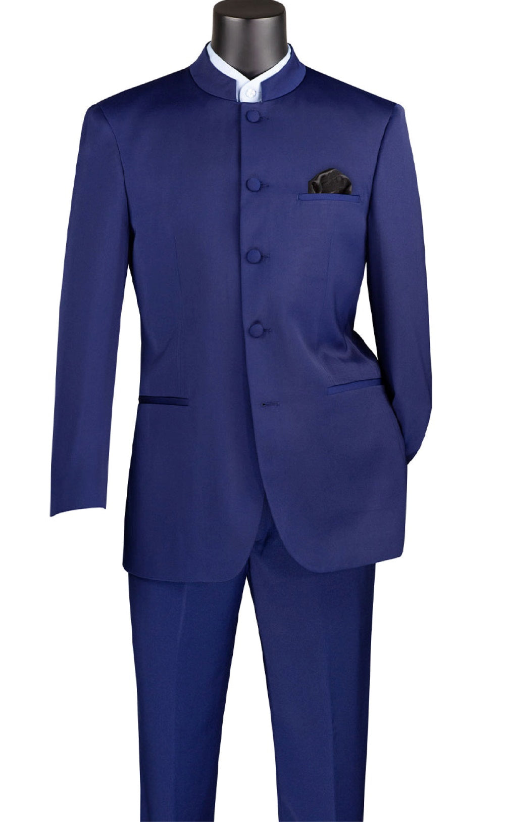 Regular Fit Banded Collar Tuxedo 2 Piece Navy