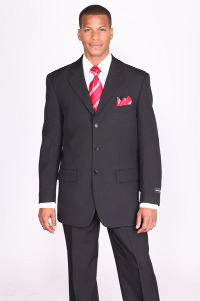 Mens 3 Button Polyester Fashion Suit Black