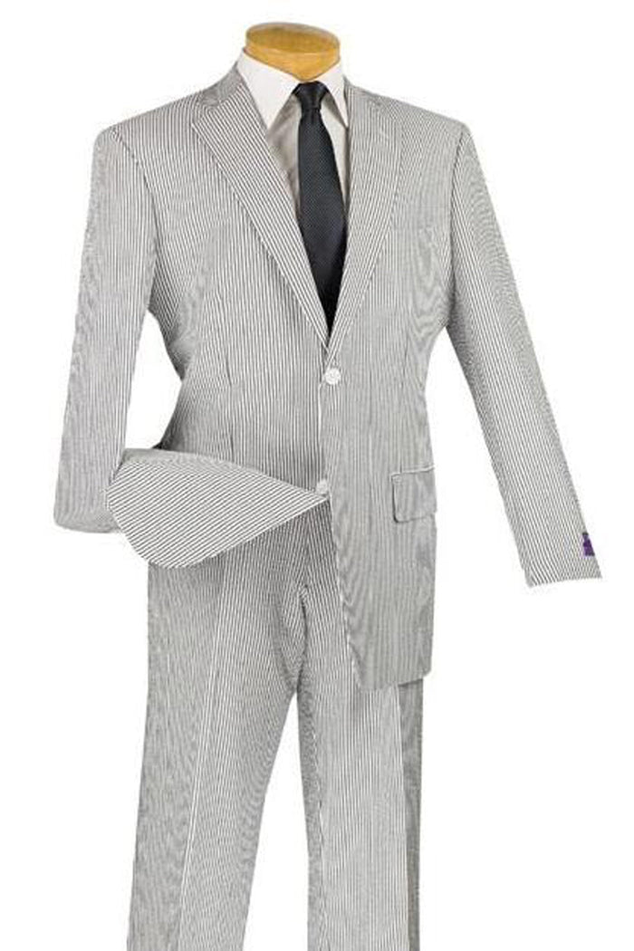 2 Button Seersucker Suit - Modern Black
