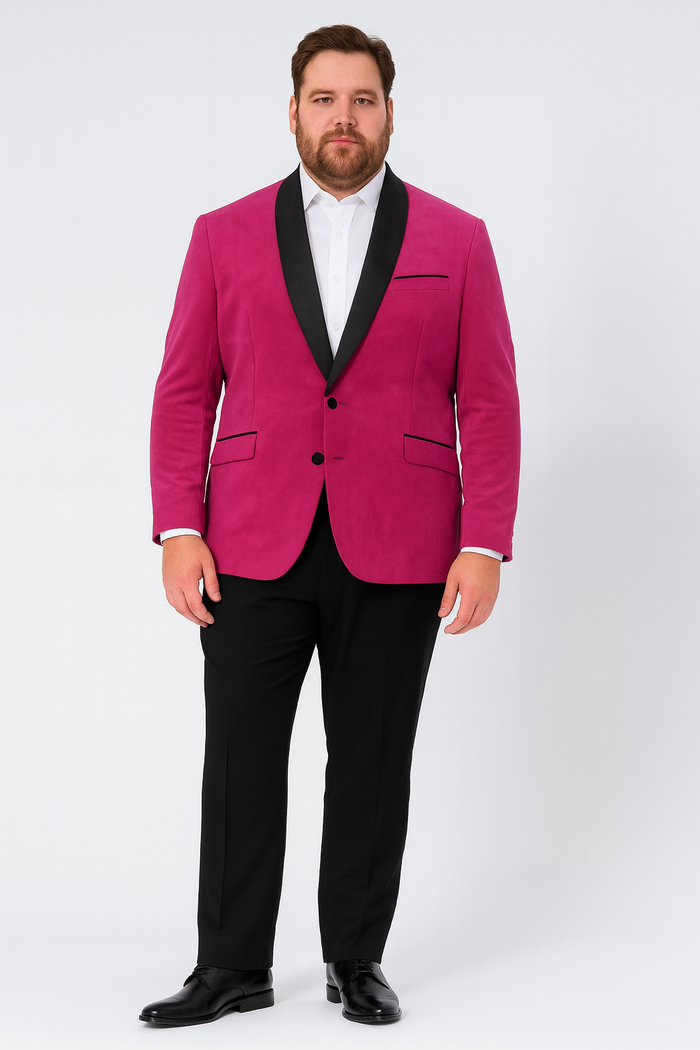 Men’s Fuchsia Tuxedo Blazer with Satin Lapel