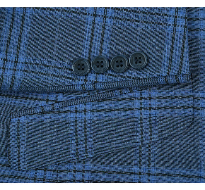 Men's Slim Fit Windowpane Stretch Suit by Renoir