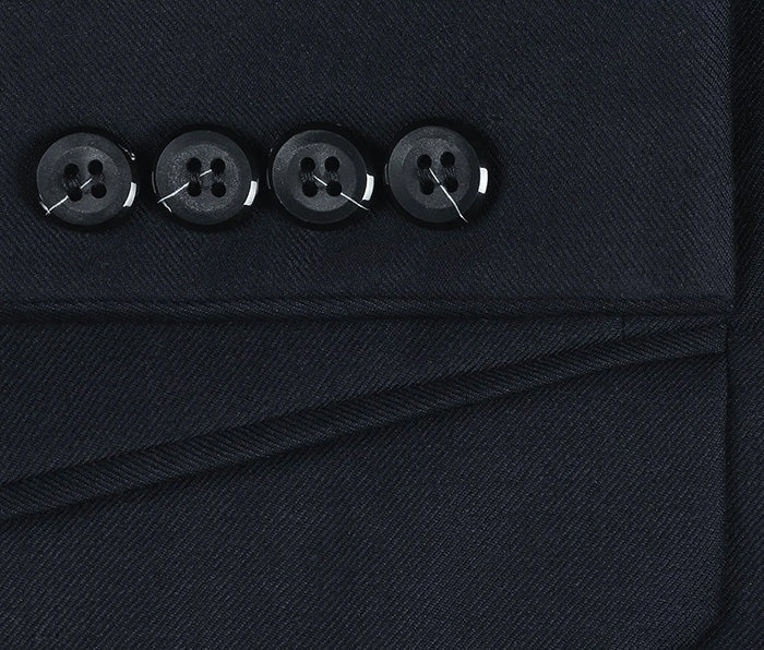 Navy Virgin Wool 2 Piece Suit by Bevagna