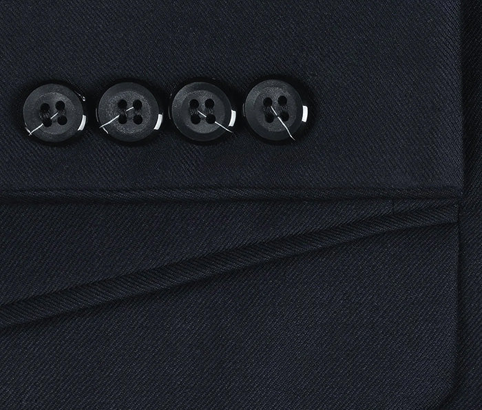 Navy Virgin Wool 2 Piece Suit by Bevagna