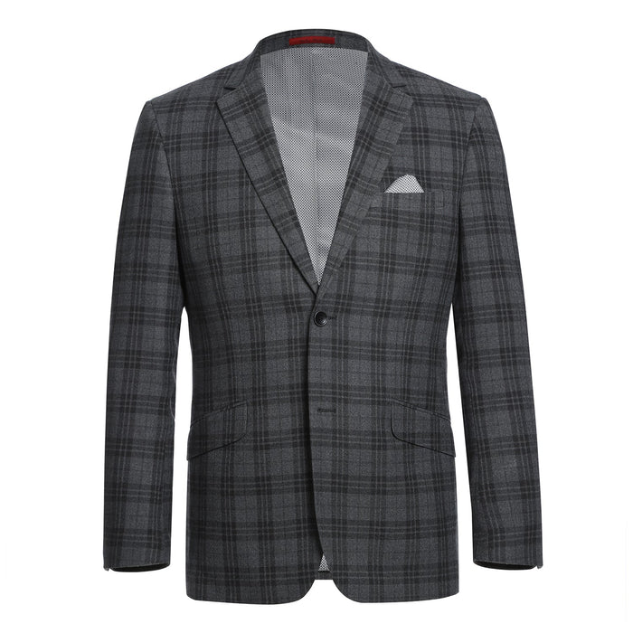 294-15 Men's Slim Fit Checked Suit by Renoir