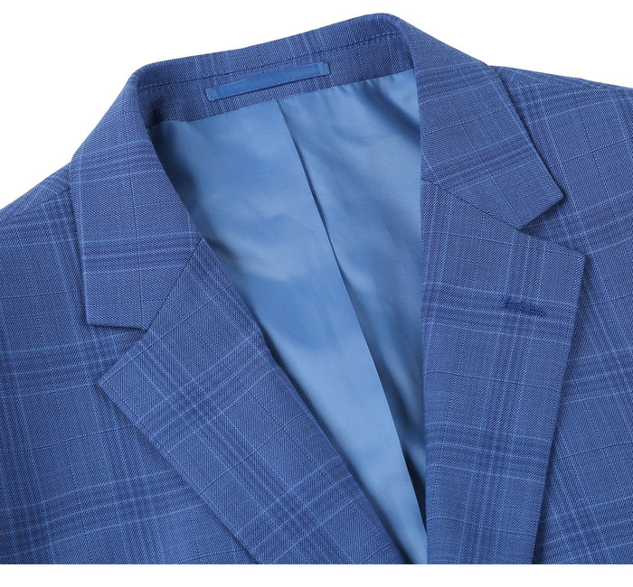 Men's Slim Fit Windowpane 2-Piece Stretch Suit