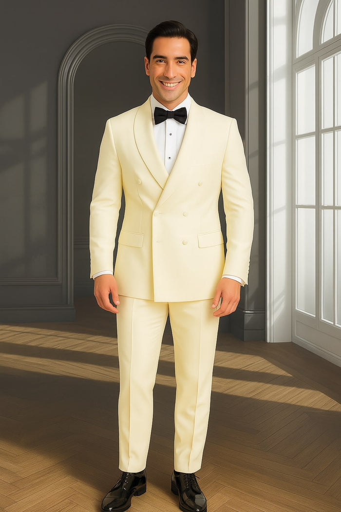 Off-White Double Breasted Shawl Tuxedo Jacket