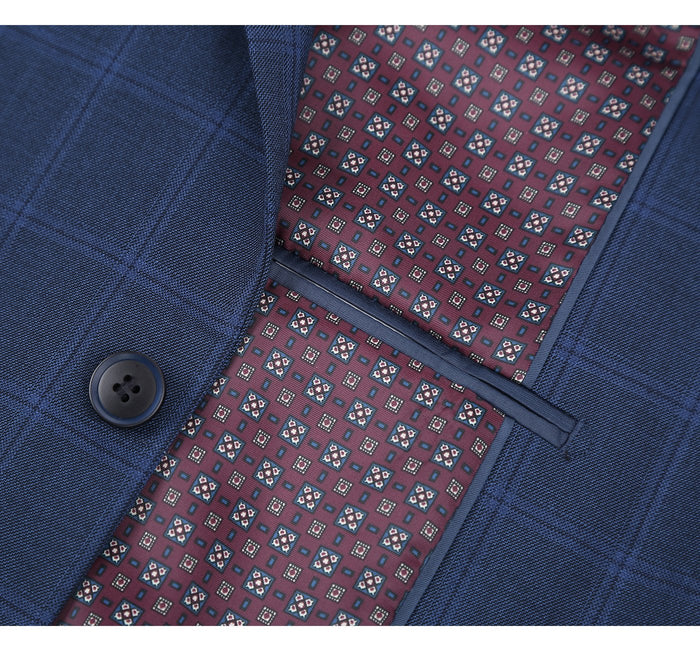 Men's Slim Fit Single Breasted Check Suit