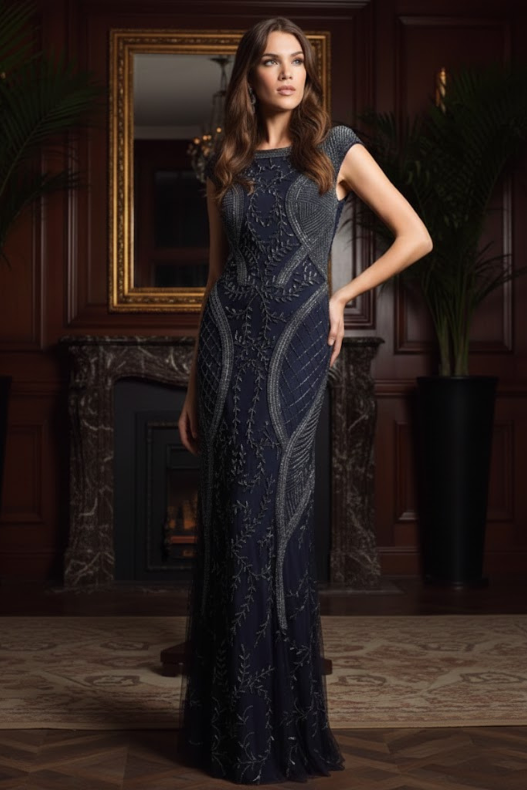 Lara 33609 - Cap Sleeve Modestly Covered Dress