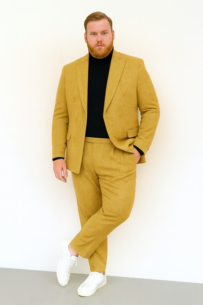 Men’s Gold Double Breasted 1920s Slim Fit Suit