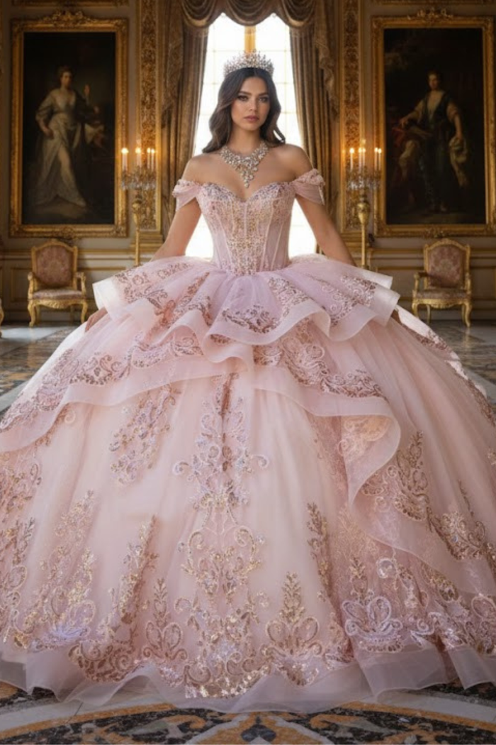 Off Shoulder Corset Ball Gown by Bella Princess PQ1074