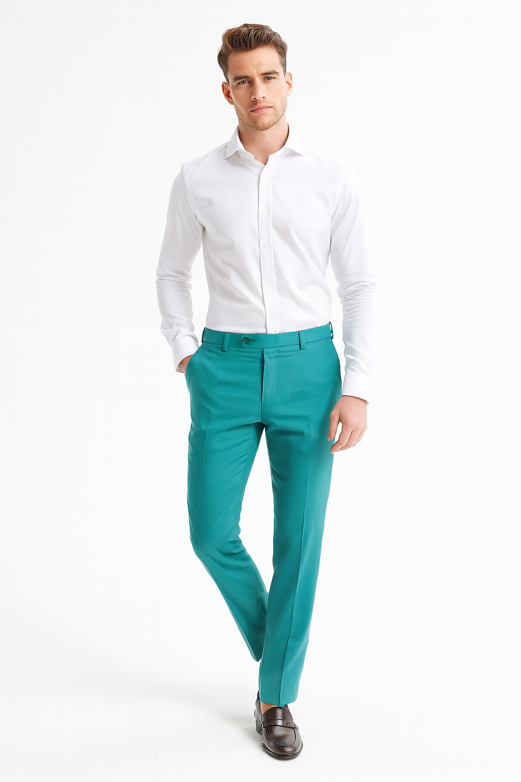 Men’s Aqua Slim Fit Dress Pants - Turquoise
