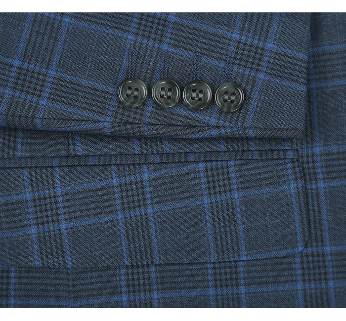 Men's Two Piece Classic Fit Windowpane Suit