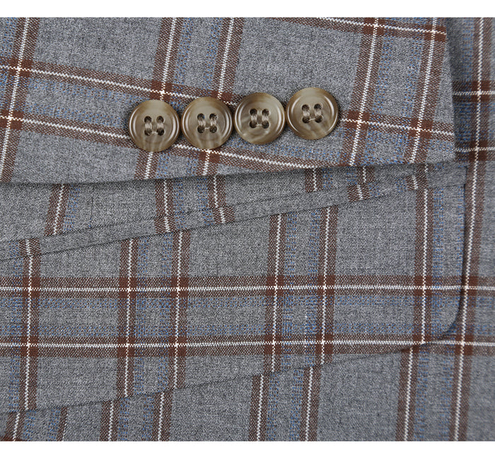 Slim Fit Windowpane Check Suit - Stretch Two Piece