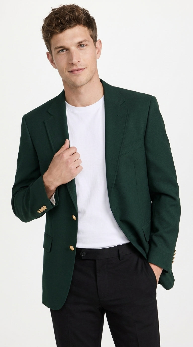 Men’s Hunter Green Blazer with Black Pants –, Church, Business and Formal Outfit dark green color