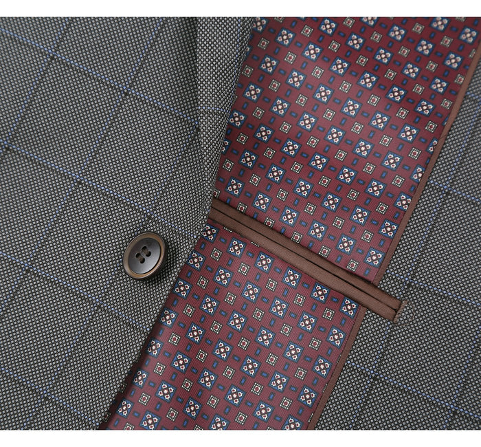 Men's Windowpane Check Two Piece Classic Suit