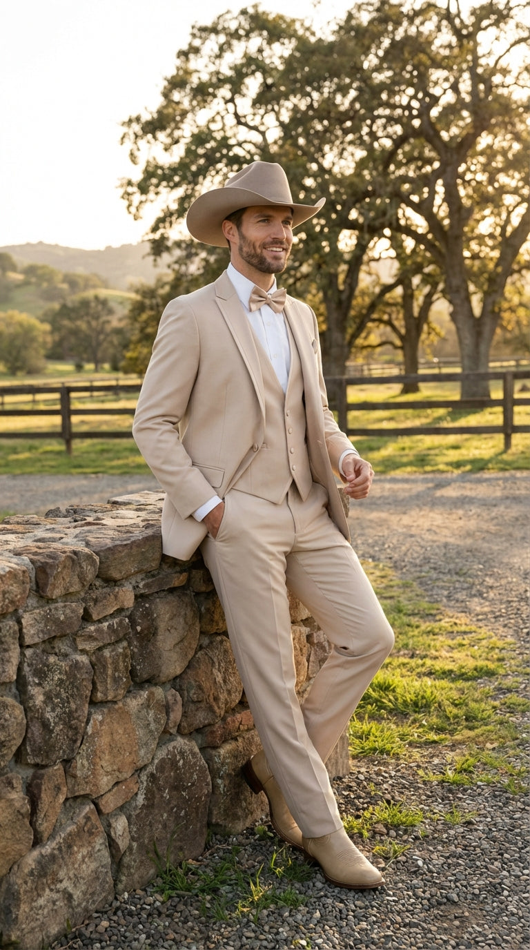 Western Suit Western Style Khaki Pants 34 Men's Light Taupe Western Tuxedo Suit – Cowboy Style Formal