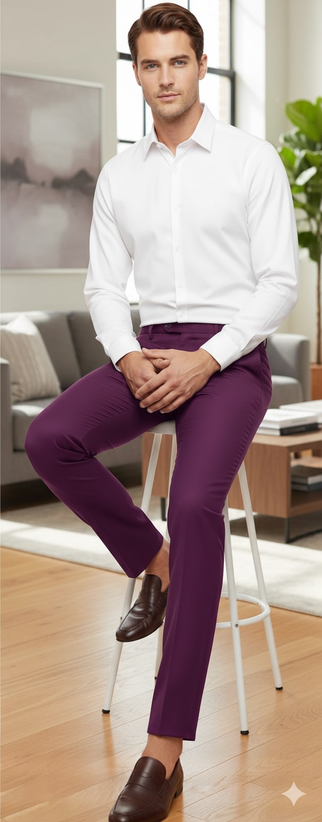 Slim Fit Light Purple Dress Pants for Men