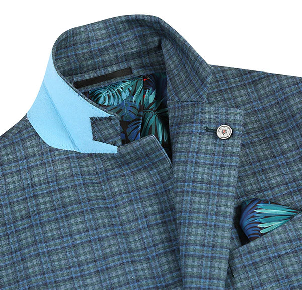 Half Canvas Slim Fit Blazer in Check