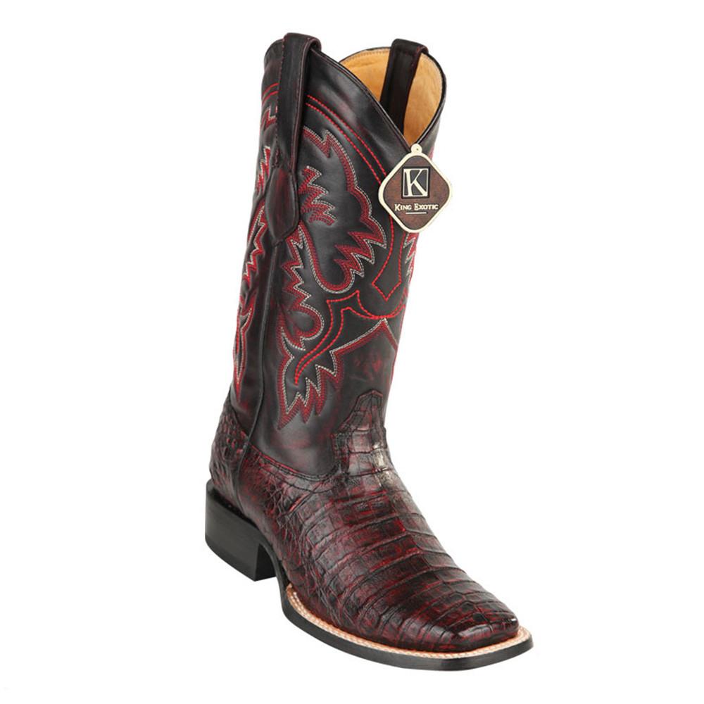 King Exotic Men's Caiman Square Toe Boots