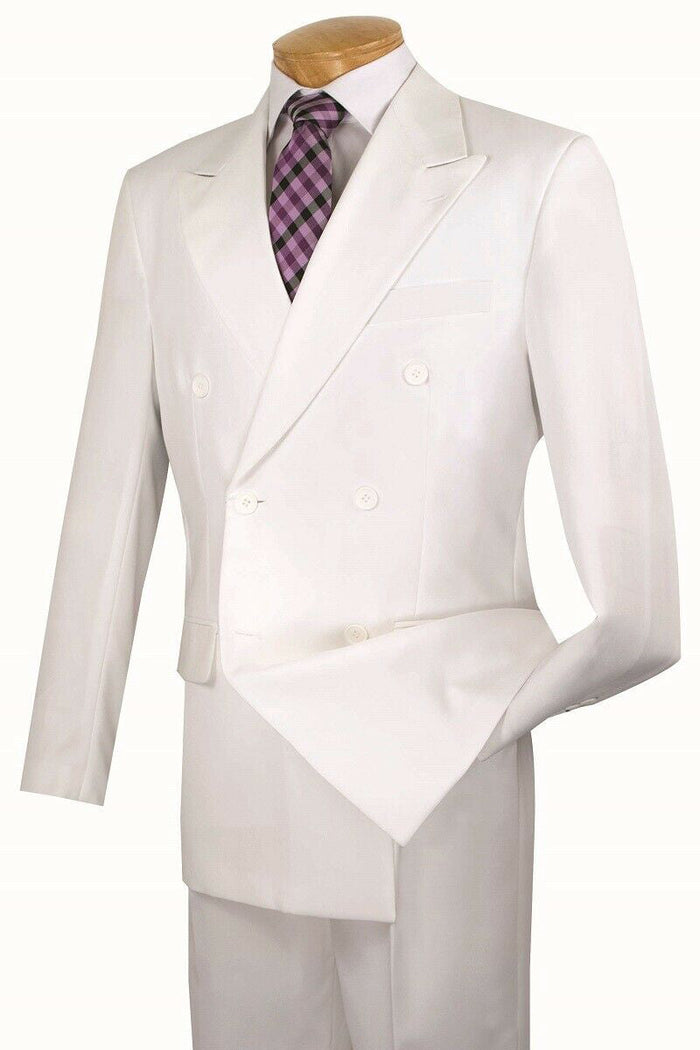 Classic White Double Breasted Wool Feel Suit