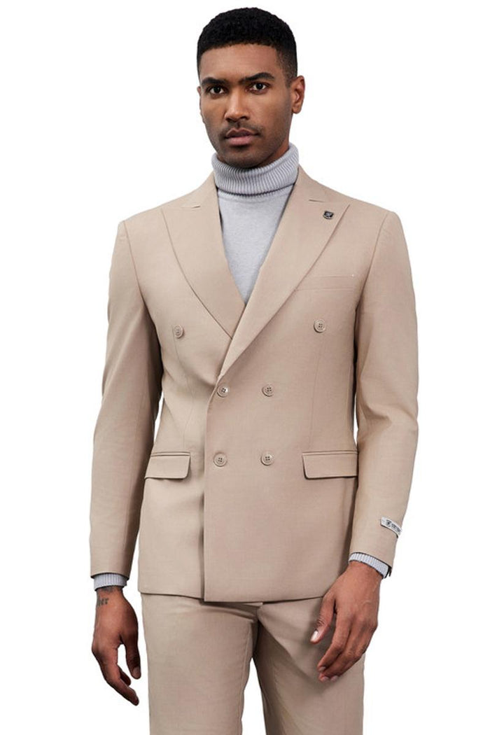 Stacy Adams Double Breasted Suit - Tan