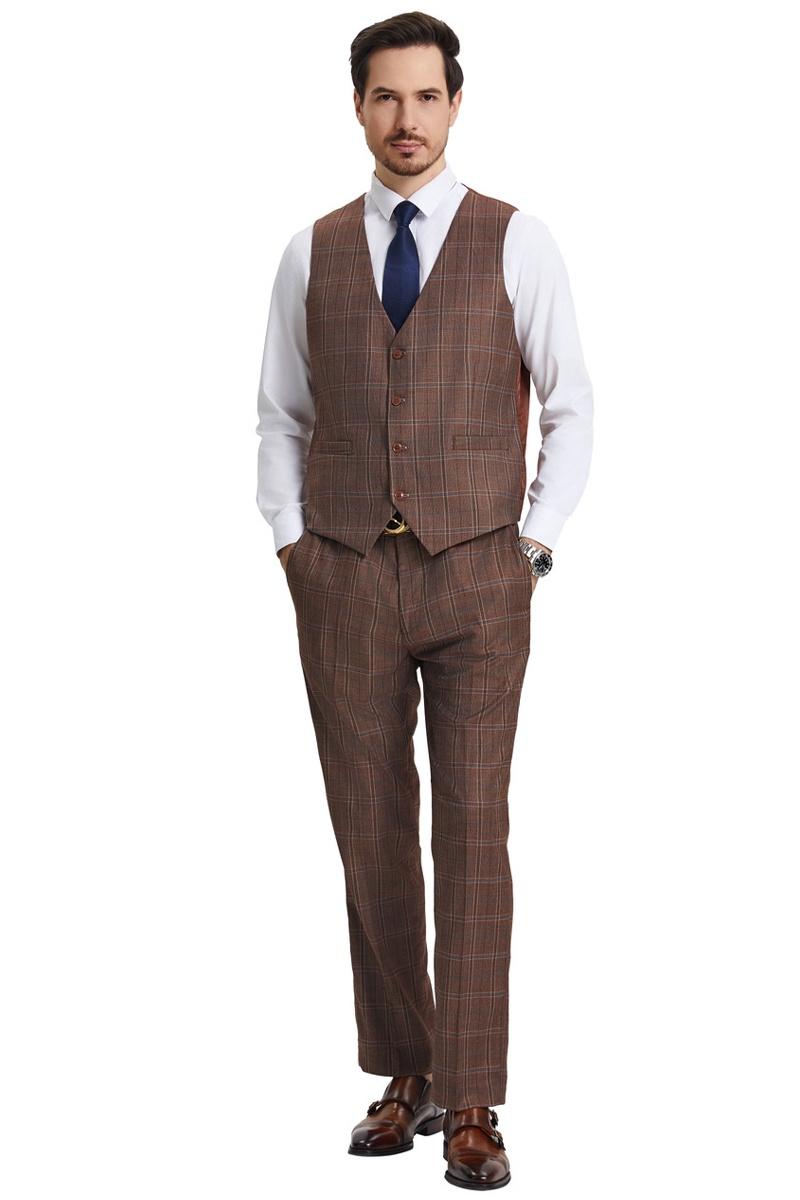 Stacy Adams Modern Fit Windowpane Plaid Suit