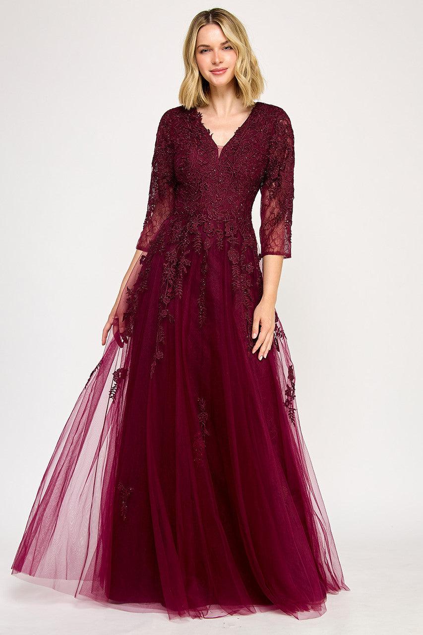 Lenovia 8370 Embroidered Illusion Mesh and Lace Applique Dress