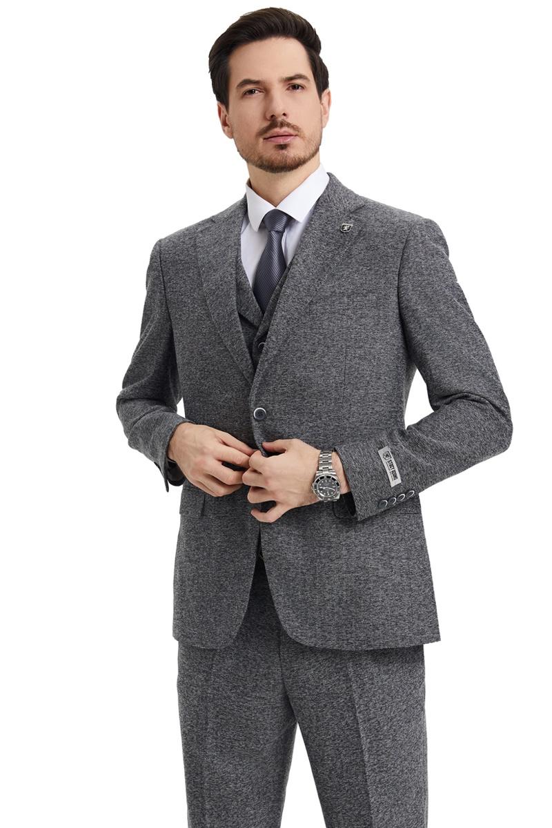 Stacy Adams Vintage Grey Herringbone Tweed Suit