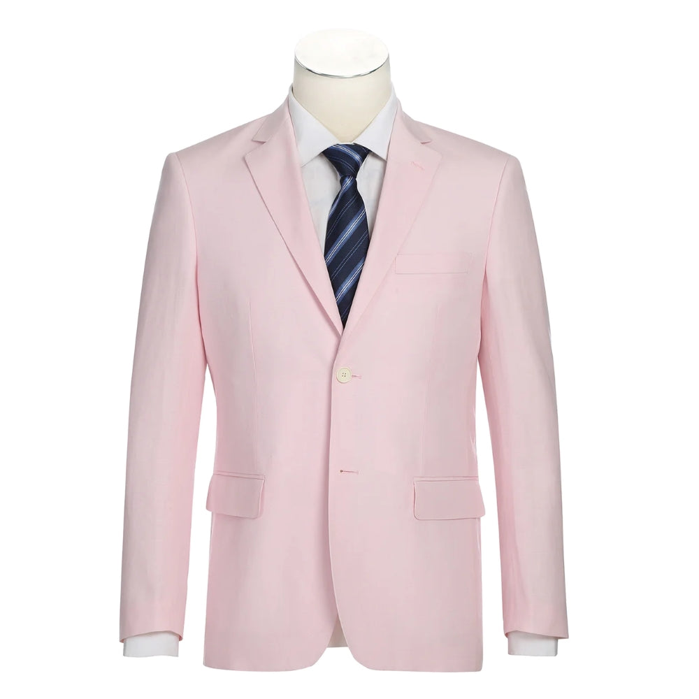 Men's Pink Slim Fit Linen Suit 2-Piece