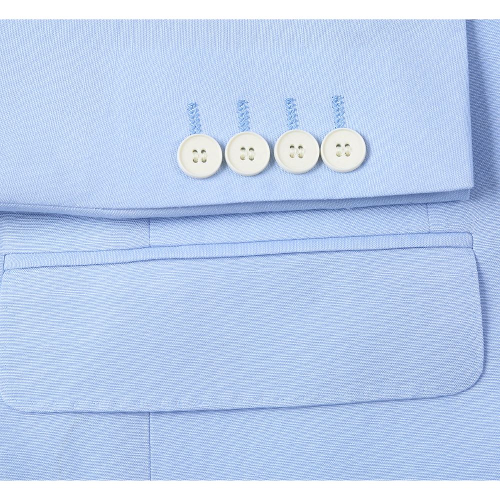 Men's Blue 2-Piece Slim Linen Suit