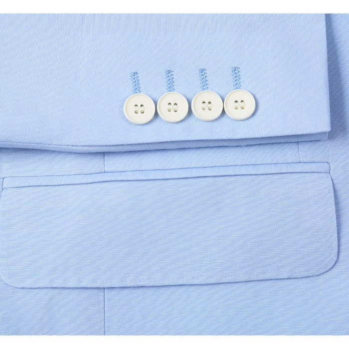Men's Blue 2-Piece Slim Linen Suit