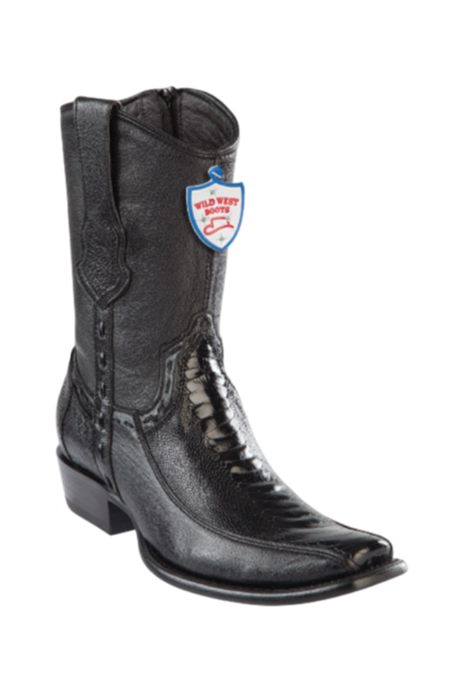 Wild West Ostrich Leg Black Boots Dubai Toe