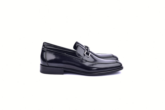 C043-6415 Lux Calf Buckle Loafer- Black