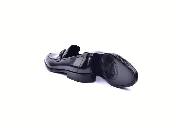 C043-6415 Lux Calf Buckle Loafer- Black
