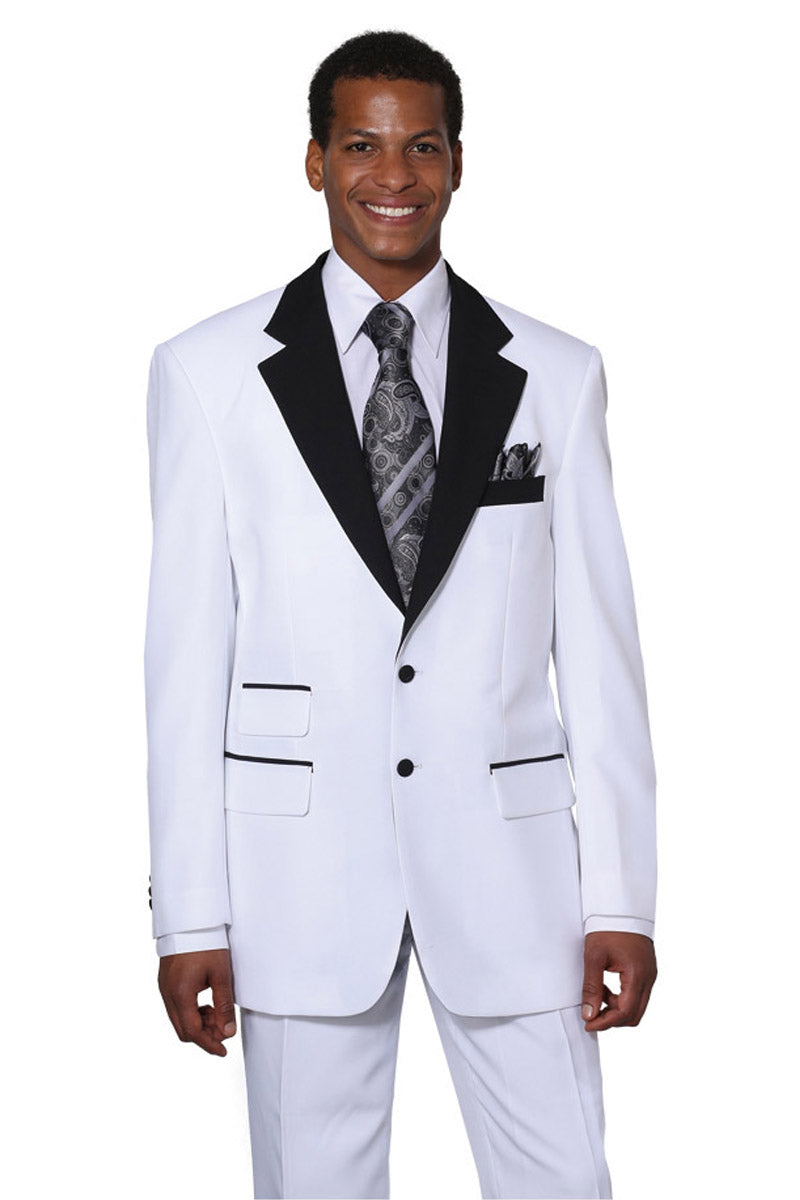 White Tuxedo with Black Notch Lapel, 2 Button