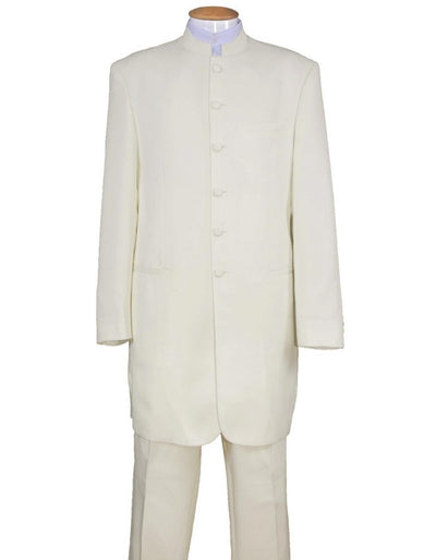 6 Button Long Mandarin Collar Cream Tuxedo