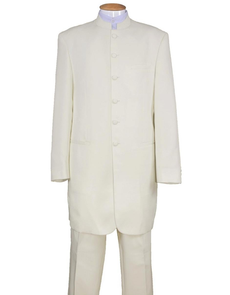 6 Button Long Mandarin Collar Cream Tuxedo