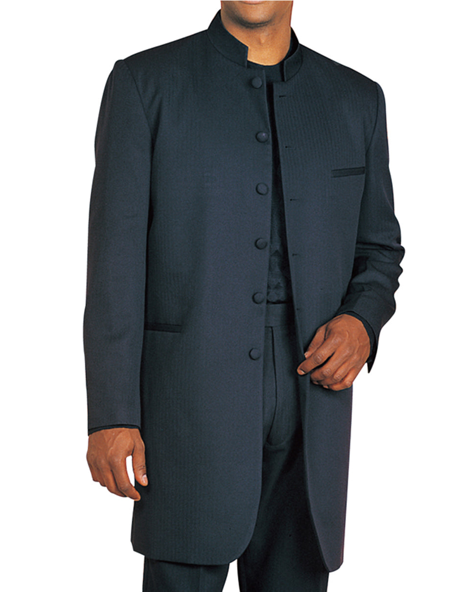 Mandarin Collar 6 Button Black Tuxedo for Men