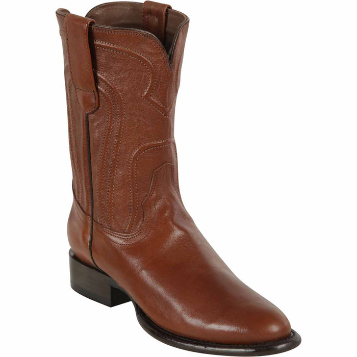 Los Altos Black Leather Roper Toe Boots