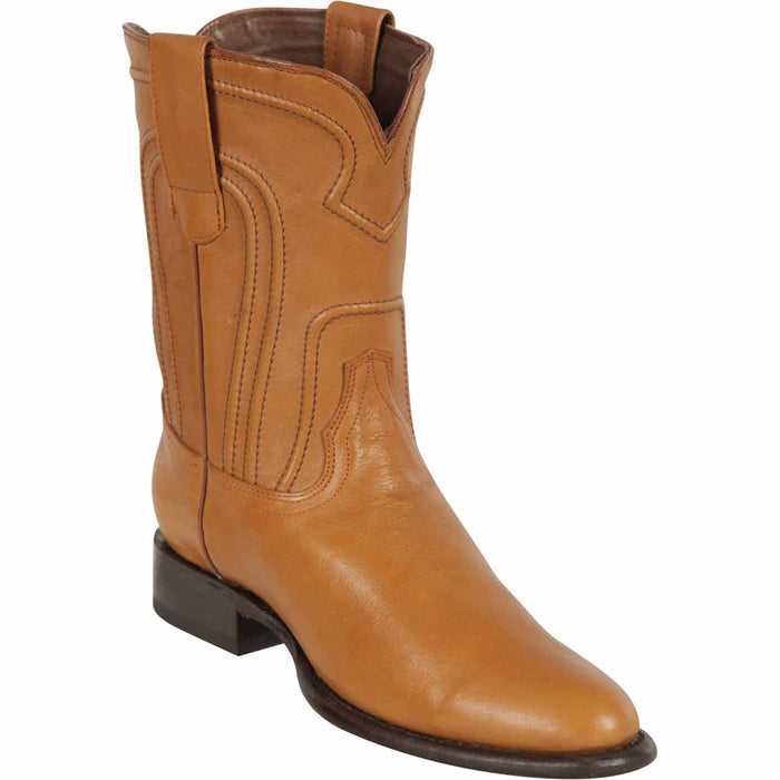 Los Altos Black Leather Roper Toe Boots
