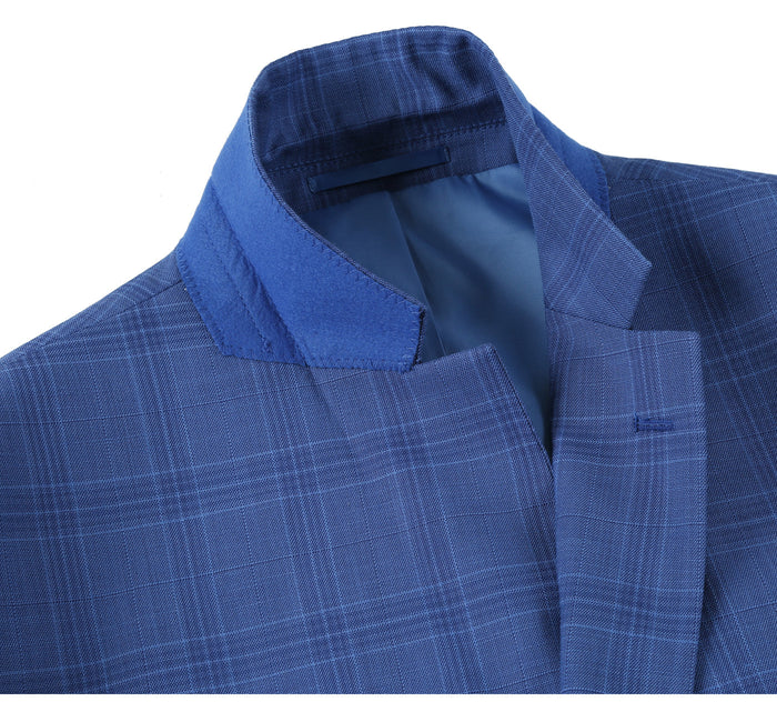 Men's Slim Fit Windowpane 2-Piece Stretch Suit