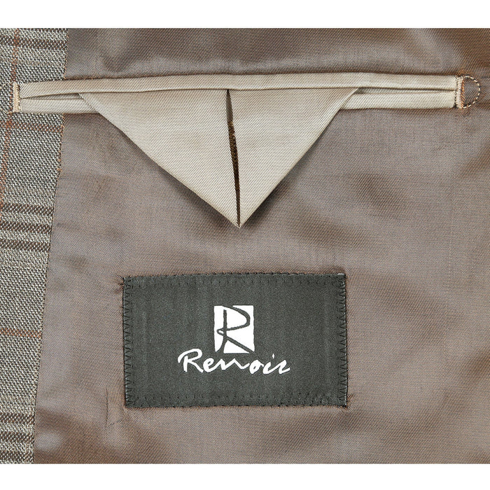 Men's Slim Fit Wool Checked Suit by Renoir