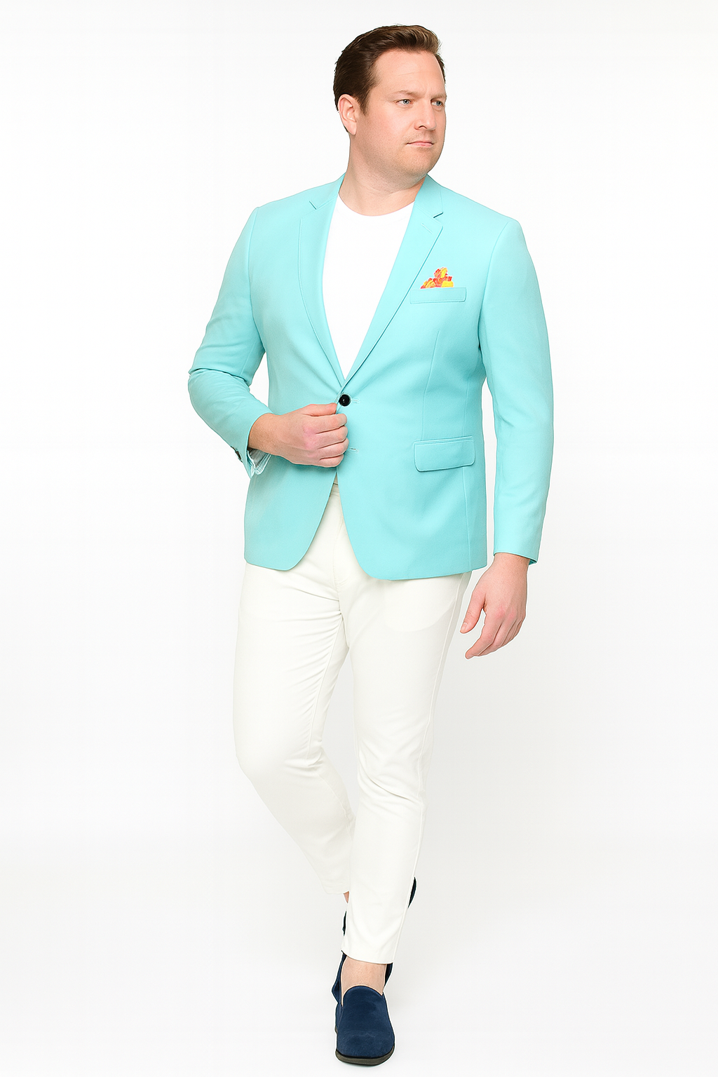 Men’s Aqua Slim Fit Blazer with Floral Lining