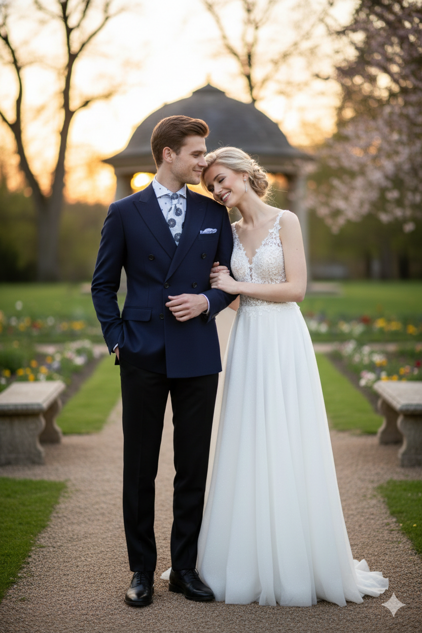 Men’s Navy Blue Double-Breasted Blazer - Suit Jacket – Premium Tailored Fit Formal Wedding and Business Sport Coat