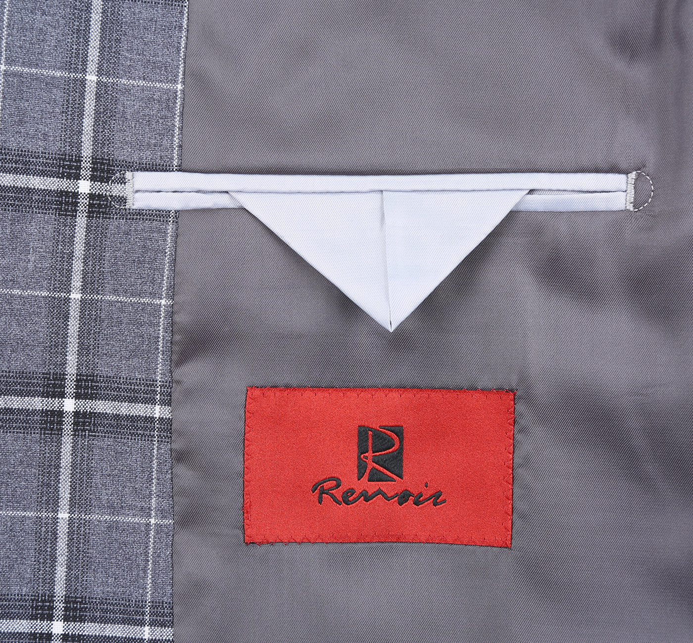 Men's Grey & White Check Classic Suit by Renoir