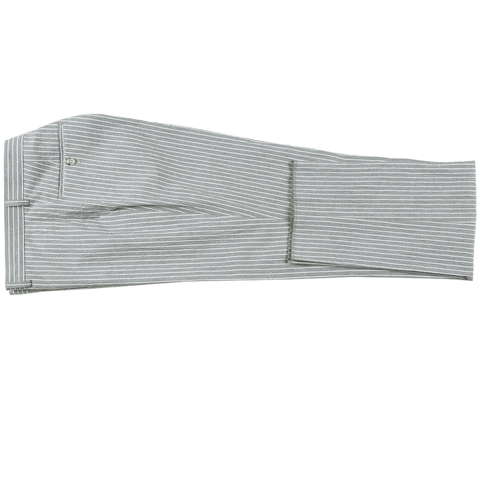 Men's Slim Fit Gray Stripe Cotton Suit with Notch Lapels
