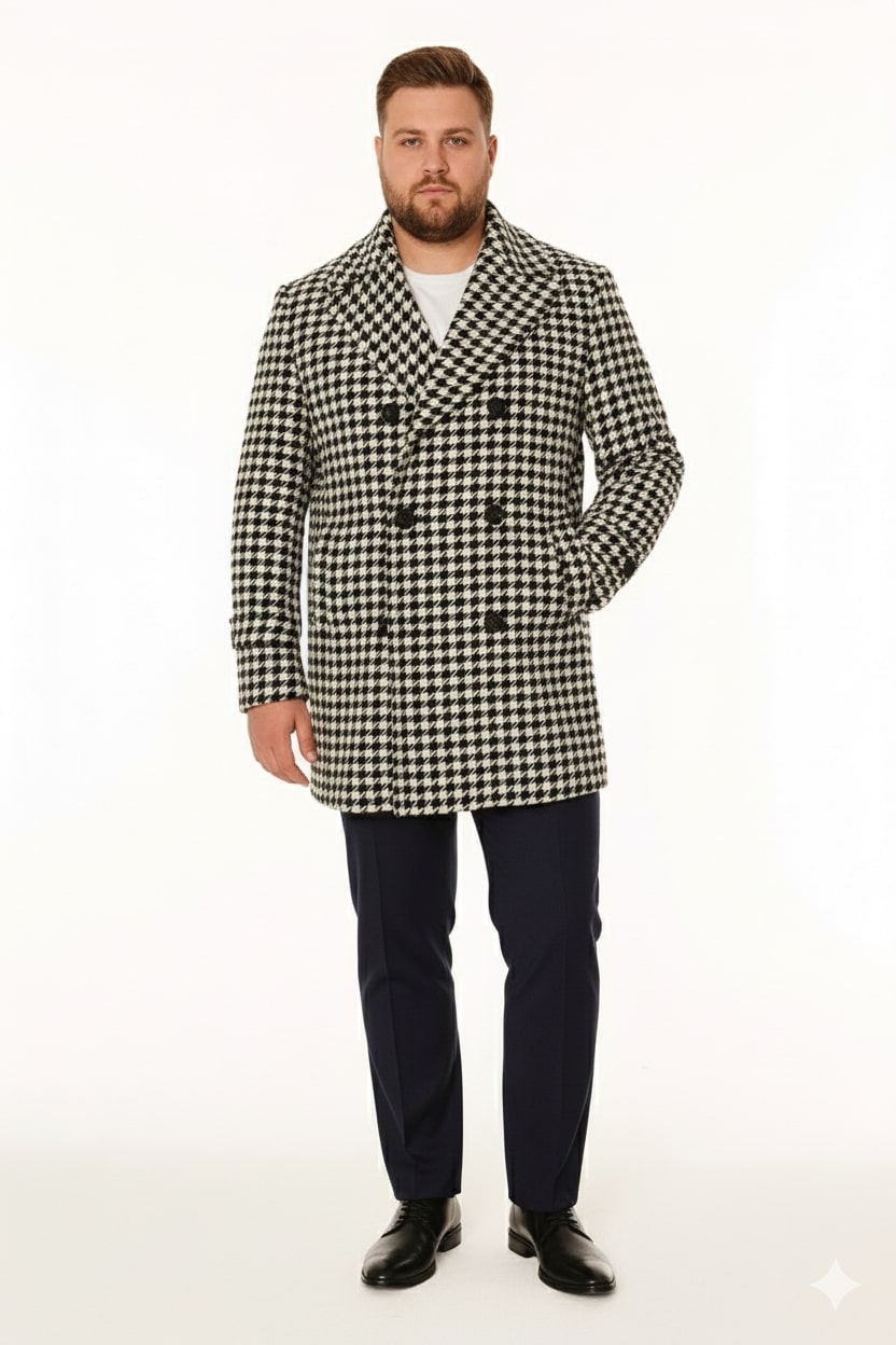 Men’s Houndstooth Double-Breasted Overcoats