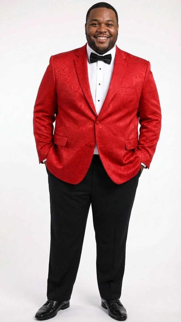 Men's Red Paisley Velvet Blazer