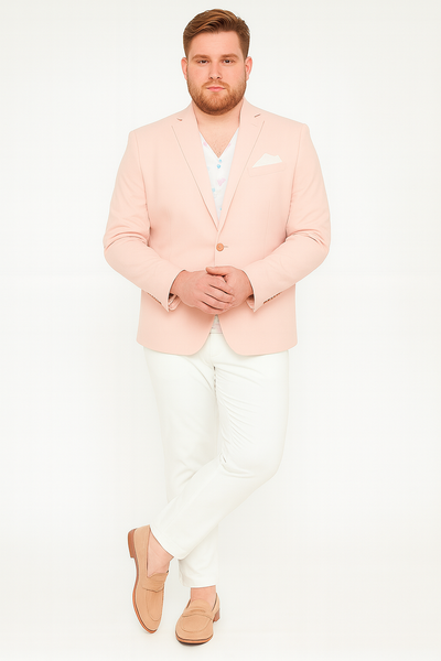 Men’s Blush Pink Slim Fit Two-Button Blazer
