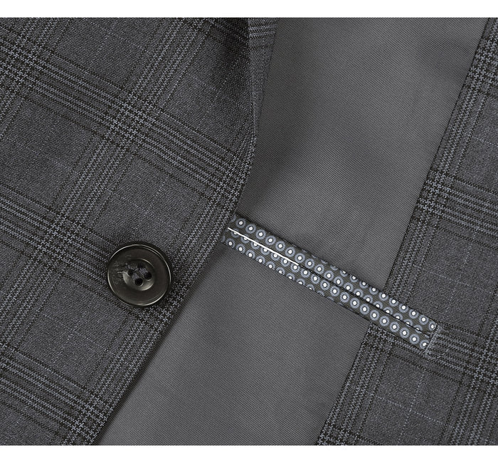 Men's Windowpane Classic Fit Suit 3-Piece by Renoir